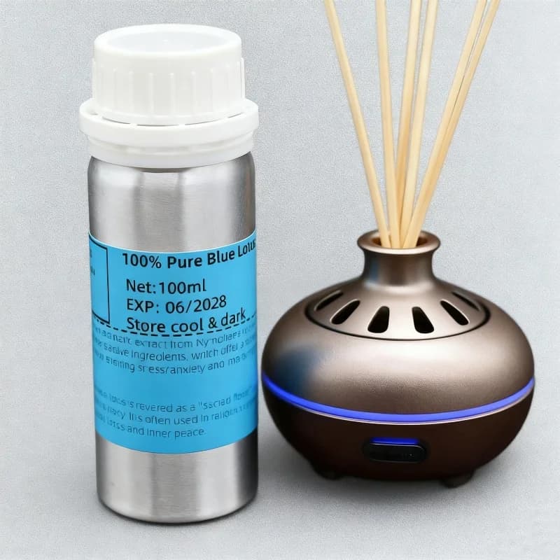 Huile de Lotus Bleu Bio Pure |   Qualité supérieure |   Pour les soins de la peau, le soulagement du stress, la méditation du sommeil profond et la fabrication de parfum/encens