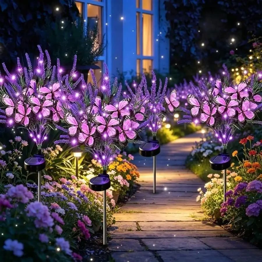 Lampe papillon à énergie solaire, lumière décorative de jardin extérieure