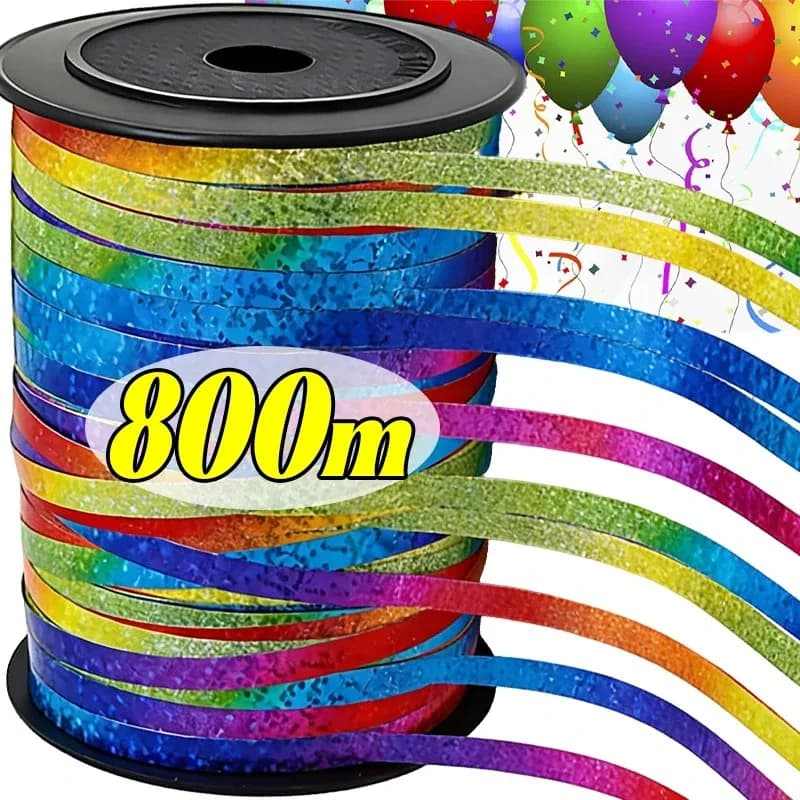Rouleau de ruban arc-en-ciel à friser, 200 m/rouleau, emballage cadeau, bricolage, rouleau de rubans bouclés en métal brillant coloré, décoration de mariage et d'anniversaire