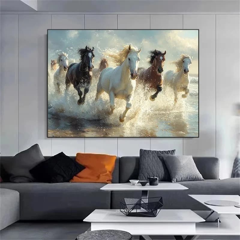 Affiche d'aquarelle de cheval sauvage élégant, portrait animal moderne, impressions sur toile, peintures murales, images pour le salon, décoration de la maison