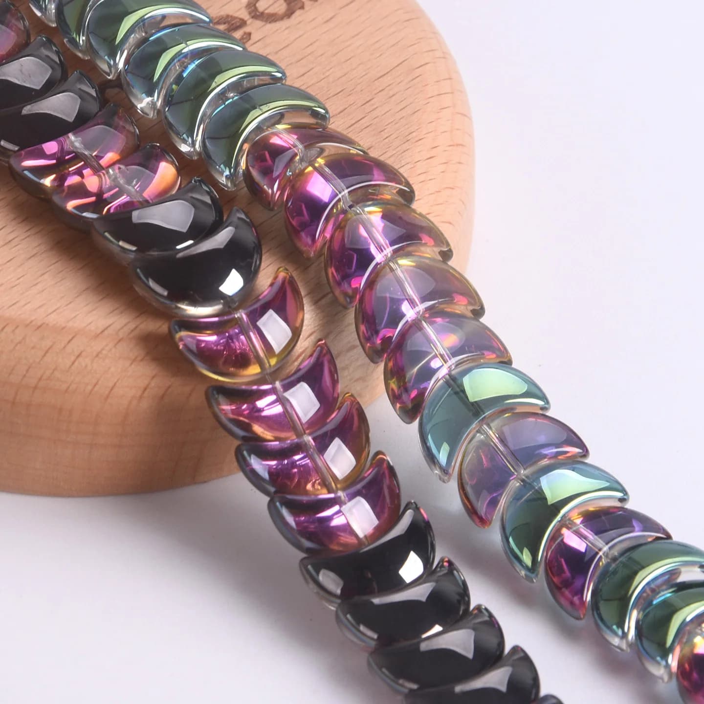 10 pièces en forme de croissant de lune 14x9mm perles en verre de cristal plaqué coloré en vrac pour la fabrication de bijoux résultats d'artisanat de bricolage
