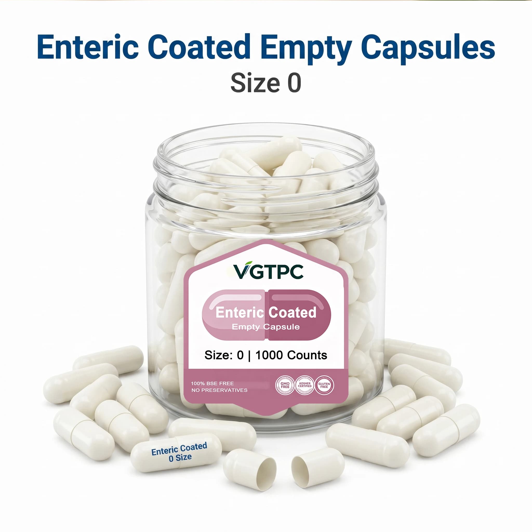 Capsule à revêtement entérique, 1 #0 #, Capsule de gélatine entérosoluble vide, Gel médical, pilule creuse, Capsules jointes
