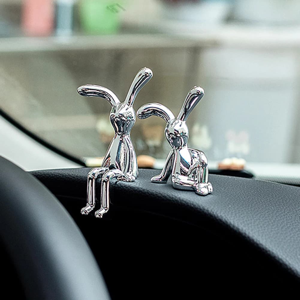 Dessin animé Animal lapin voiture intérieur Console centrale décoration personnalité Table à manger bureau accessoires créatifs
