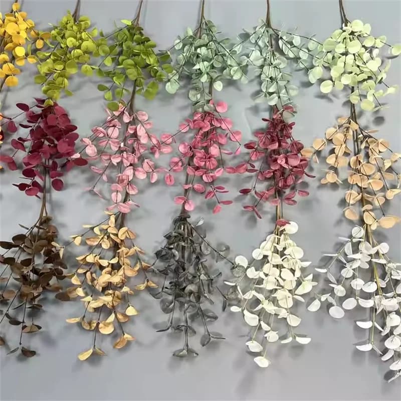 5 pièces de feuilles d'eucalyptus artificielles en PE de haute qualité pour la décoration de la maison