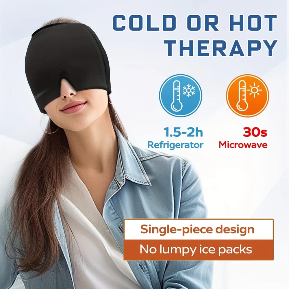 Bandeau de soulagement pour maux de tête et migraines, avec gel et glace, chaud et froid, masque pour les yeux, pour les sinus, les yeux gonflés et le soulagement du stress et de la tension