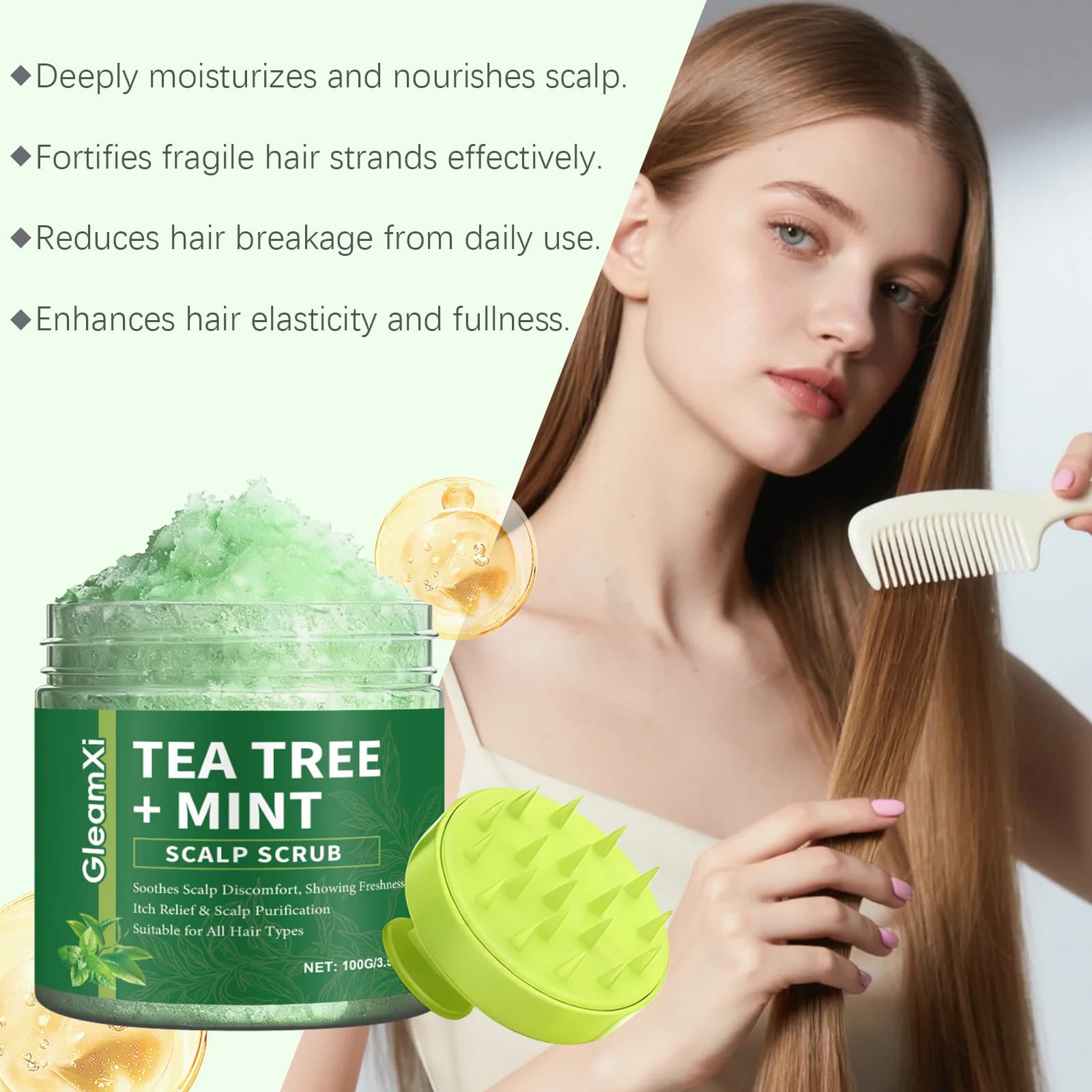 Shampooing Nettoyant en Profondeur au Théier pour le Cuir Chevelu, Anti-Pelliculaire, Contrôle du Sébum, Rafraîchissant, Anti-Casse, Apaisant et Nourrissant, pour des Cheveux Volumineux