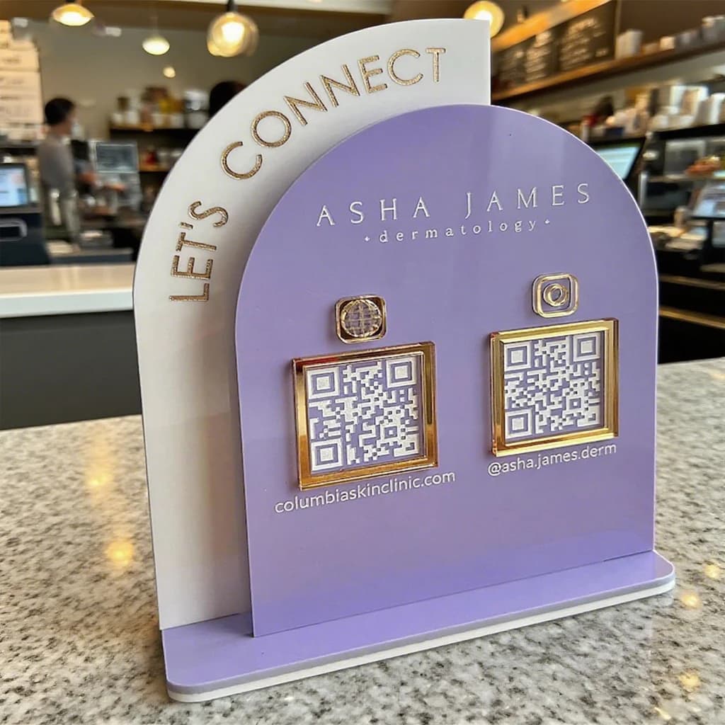 Panneau de paiement de code QR en acrylique personnalisé avec base