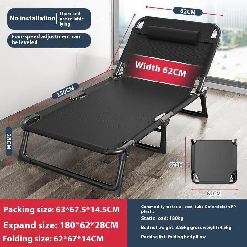 Lit pliant lit simple maison lit de sieste simple bureau lit de sieste en plein air chaise inclinable multifonctionnelle quatre vitesses réglables