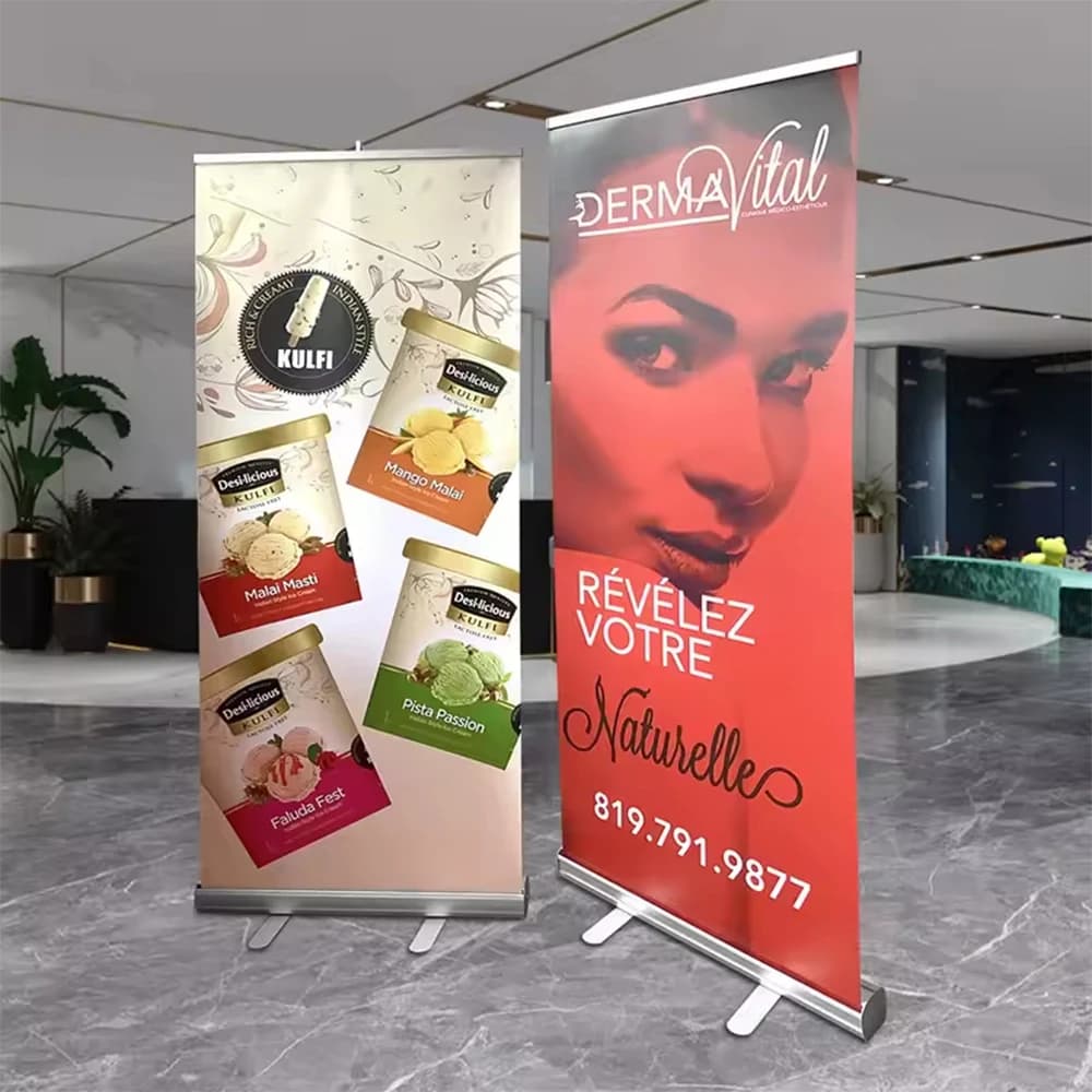 Bannière enroulable personnalisée 78x200cm, support rétractable en aluminium, panneau publicitaire personnalisé pour salon professionnel, magasin et bureau