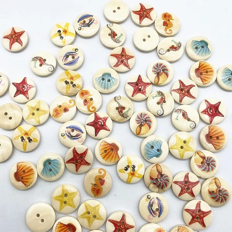 Nouveau 20mm une variété de boutons circulaires en bois dessin animé boutons visage souriant pour décoration de mariage accessoires de couture