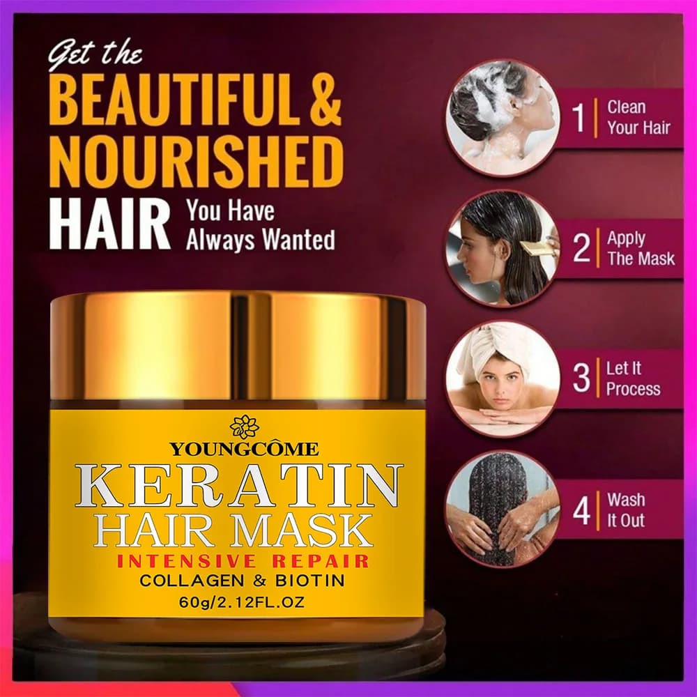Masque capillaire réparateur, biotine, collagène, kératine, traitement des cheveux, après-shampooing, huile essentielle, nourrissant pour les cheveux secs et endommagés
