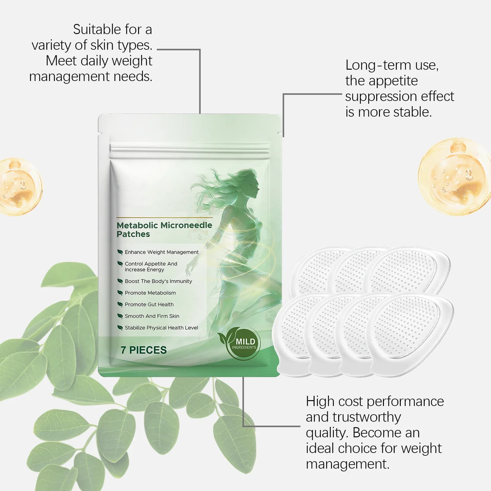 Patchs |   7 pièces de formule scientifique qui régule avec précision l'appétit et l'équilibre métabolique, système de libération active à base de plantes pures