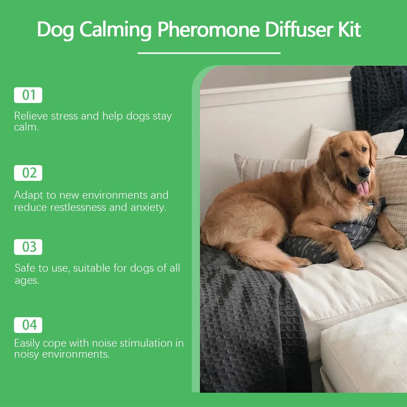 Kit diffuseur apaisant pour chien – Pour soulager l'anxiété des animaux de compagnie et soulager le stress dans les nouveaux environnements de maison
