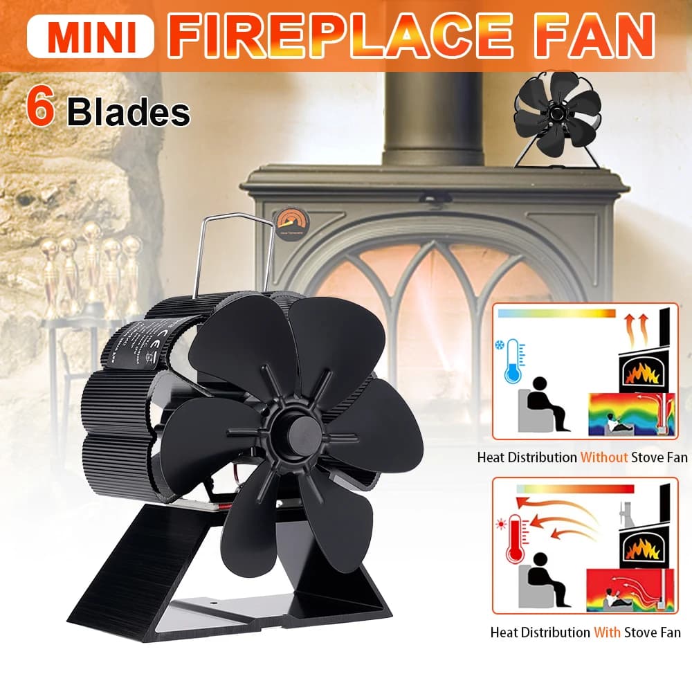 Mini poêle ventilateur 6 pales alimenté par la chaleur
