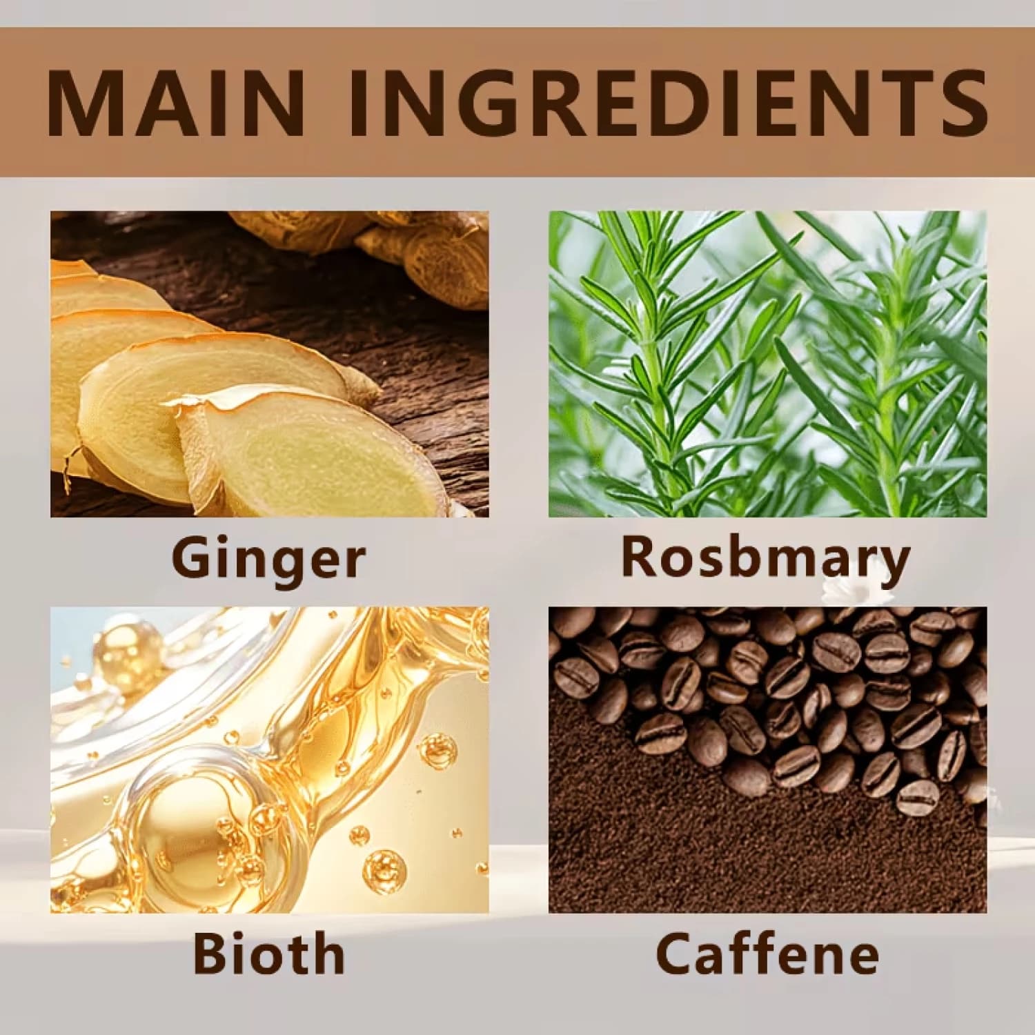 Huile capillaire à la biotine et à la caféine - Infusée à la rosemaine et au curcuma, solution nutritive pour cheveux en 5 jours pour des cheveux plus épais
