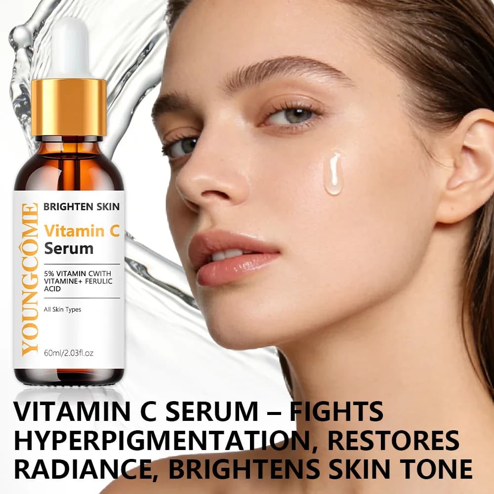 Sérum à la vitamine C avec vitamine E et acide férulique, sérum éclaircissant pour tous types de peau, sérum visage pour soins quotidiens