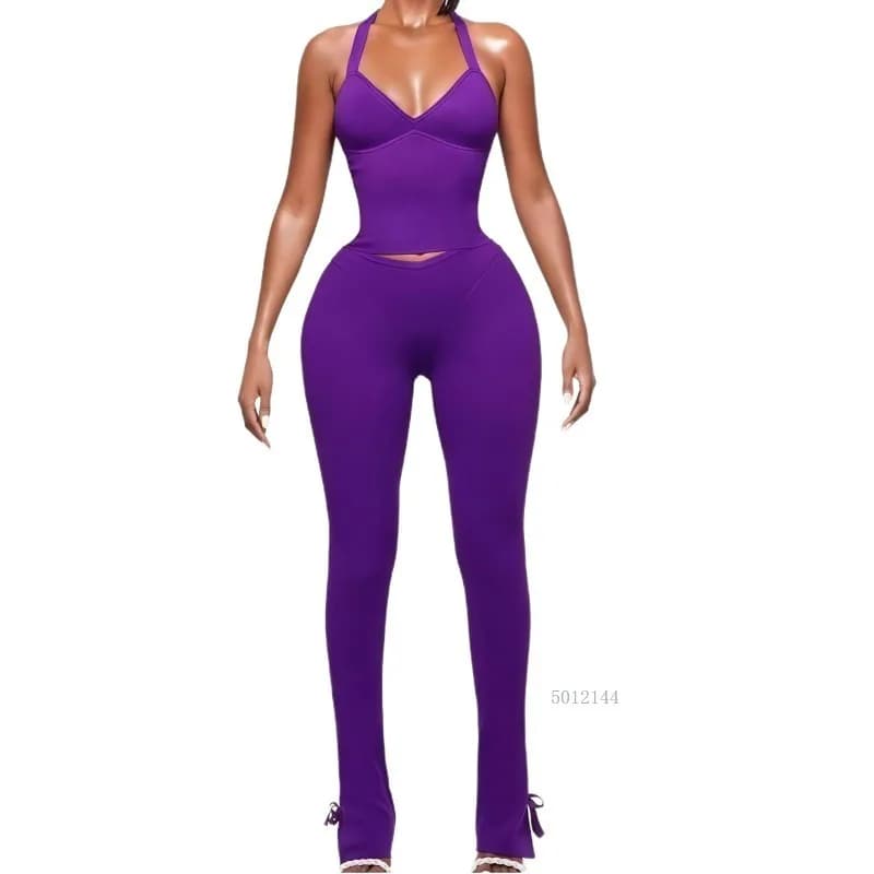 Ensemble deux pièces imprimé peinture à l'huile pour femmes, haut court et pantalon à lacets dans le dos, tenue de survêtement, automne-hiver 2024