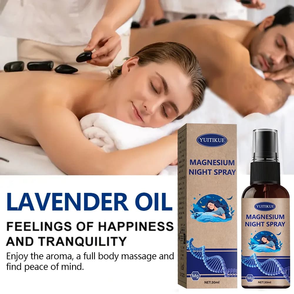 Spray de nuit en magnésium 30 ml - avec huile de lavande, favorise la relaxation et le sommeil, sensation semblable à du SPA, formule végétale et douce