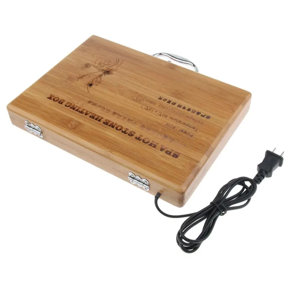 Chauffe-pierres en bambou Rolling Stone Massager, boîte chauffante portable pour une expérience de spa relaxante