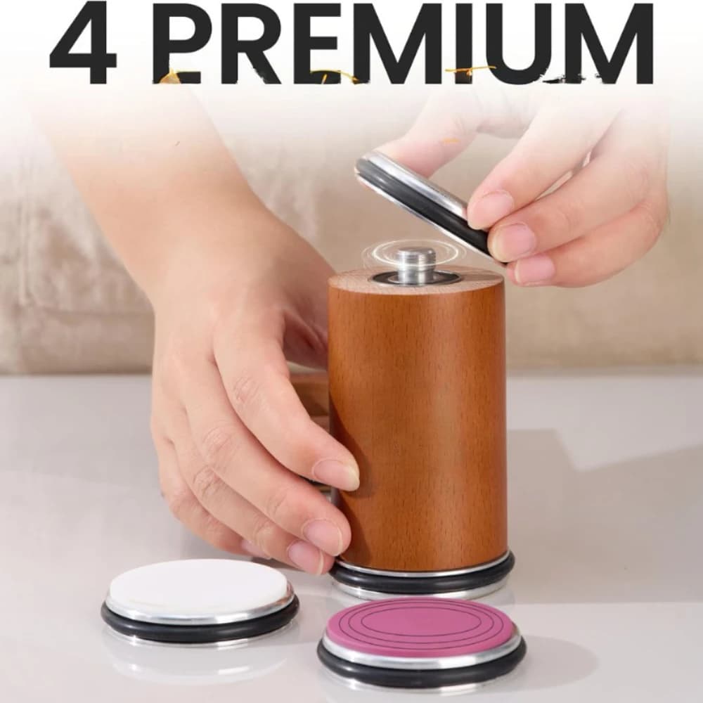 Kit d'affûtage de couteaux à roulettes - Base magnétique à 4 angles, 4 disques de différentes granulométries et étui en cuir