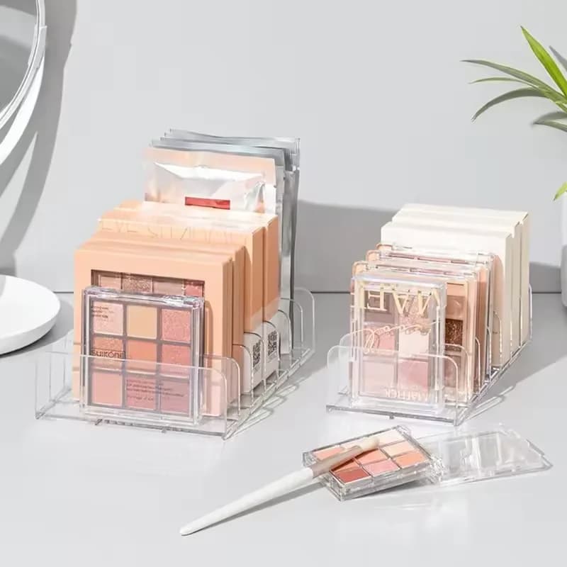 Boîte de rangement de maquillage, étagère de rangement transparente à 7 compartiments, affichage multi-cellules pour cosmétiques, fard à joues, fard à paupières, gain de place, Durable