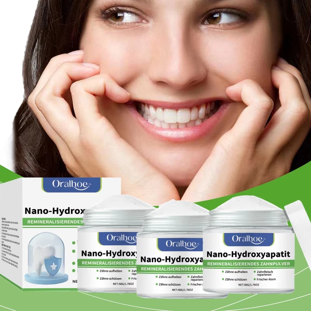 Poudre blanchissante reminéralisante à base de nano-hydroxyapatite, soin buccal doux, éclaircit les dents jaunes, élimine les taches, nourrit les gencives