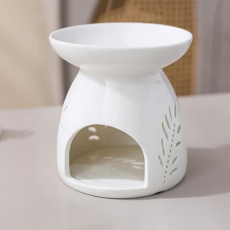 Brûleur d'encens en céramique blanche, diffuseur d'huiles essentielles, poêle de chauffage creuse, décoration d'intérieur du Moyen-Orient
