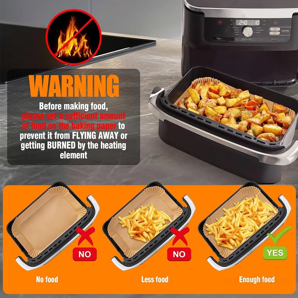 Papier pour friteuse à air Ninja AF500EU jetable antiadhésif sans BPA cuisson saine sans huile Compatible avec les friteuses à air double zone