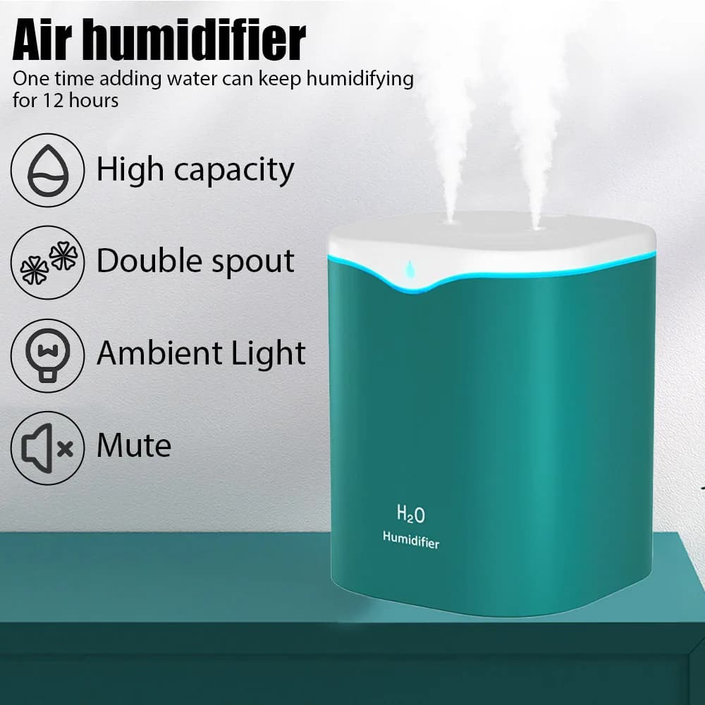 Humidificateur à double pulvérisation de grande capacité 2L, USB, diffuseur d'arôme de bureau et de maison, purificateur de brume, huile essentielle, humidificateur d'air