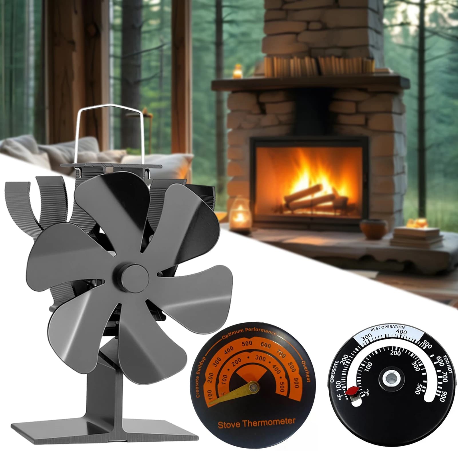 Ventilateur de poêle à chaleur Aucune électricité requise Fonctionnement silencieux Ventilateurs de poêle à énergie thermique pour cheminées de chauffage domestique Brûleur à bûches