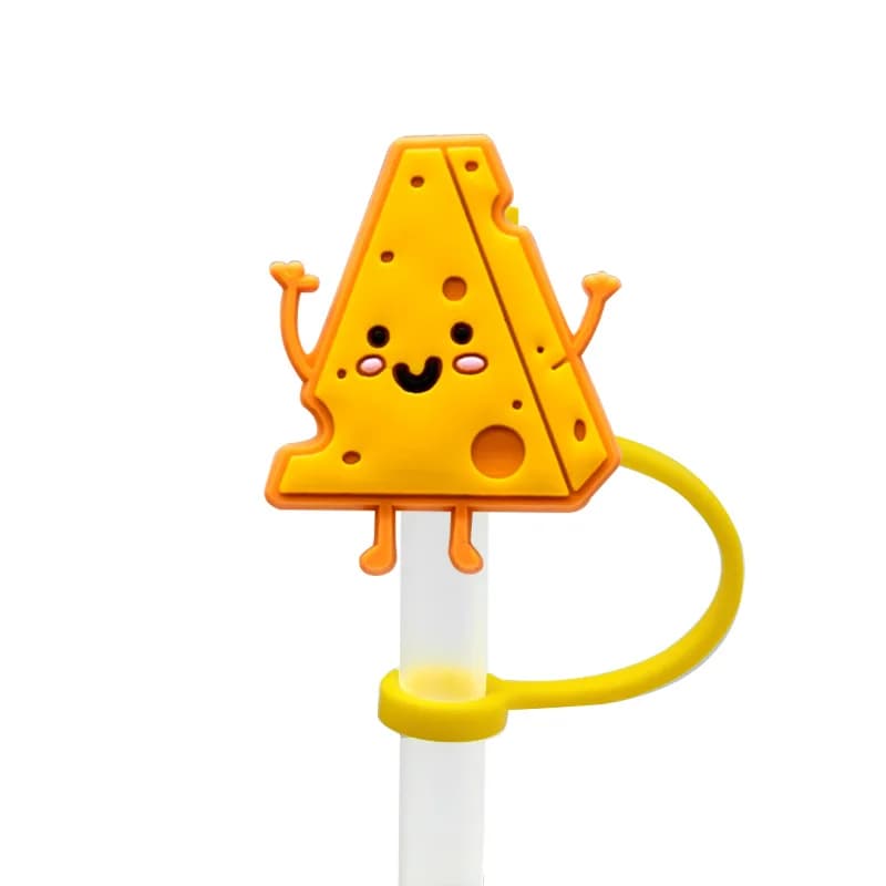1-30 pièces 8MM fromage Sushi paille couvre capuchon, mignon Snack Silicone paille Topper tasse accessoires, Hamburger café paille couvre
