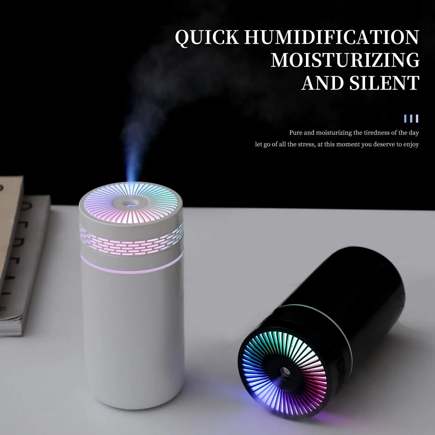 Mini humidificateur d'air de voiture portable avec lumière LED, brumisateur de pulvérisation, diffuseur d'huiles essentielles USB 62, chambre et voyage, 250ml