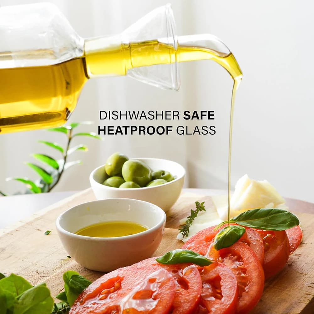 Distributeur d'huile et de vinaigre en verre - Bouteille anti-fuite et anti-goutte en borosilicate de haute qualité pour huile d'olive, sauce soja et assaisonnements