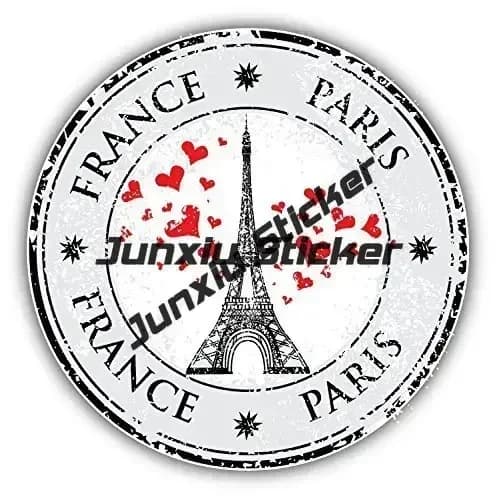 Tour Eiffel, Notre Dame Cathédrale Paris France Cannes Voyage Aventure Position mondiale Pays Autocollant Sceau rond Drapeau Emblème PVC