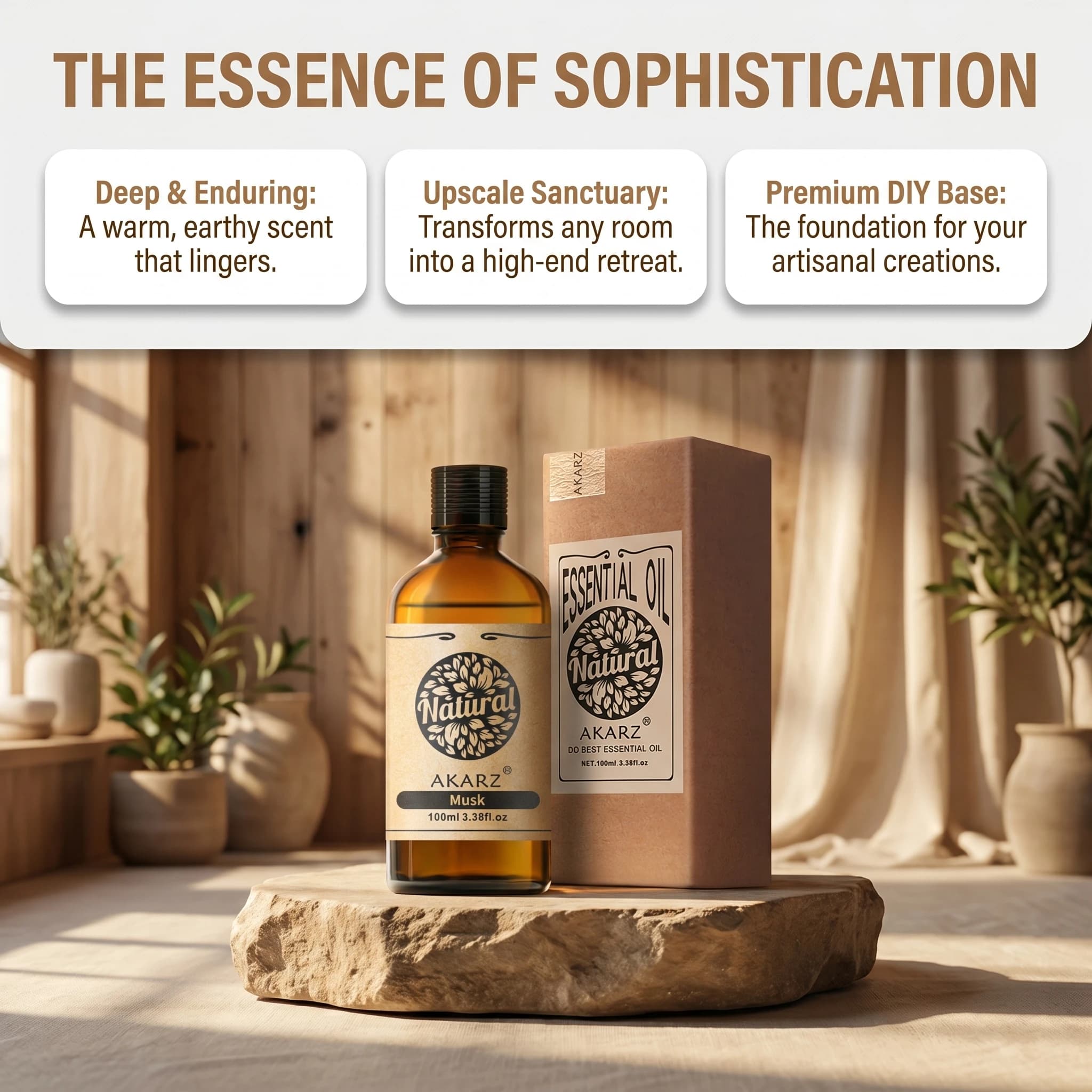AKARZ-Huile essentielle de musc naturelle, soin du visage et du corps, aromathérapie