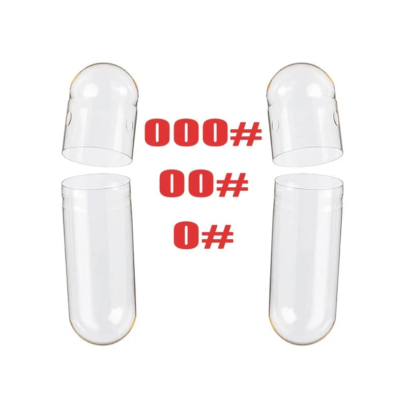 Capsules séparées végétaliennes 1000 pièces taille 000 00 0 1 Capsules vides unies végétariennes casher Halal HPMC Capsule transparente creuse