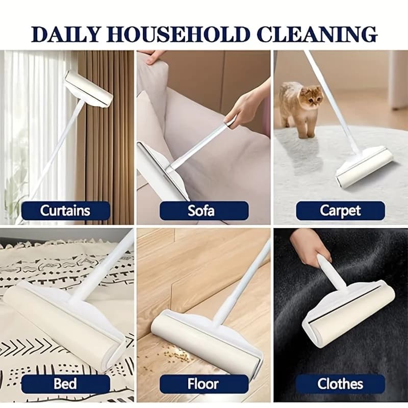 Rouleau en coton à Long manche, nettoyeur de tapis de canapé, grande brosse à déchirer adhésive, rouleau d'épilation pour animaux de compagnie, rouleau à peluches