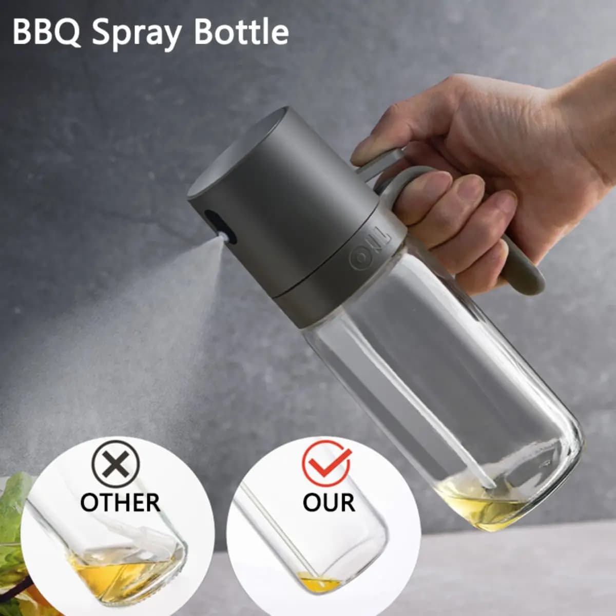 Ventes chaudes】 flacon pulvérisateur d'huile 250ml distributeurs d'huile de cuisson en verre à haute teneur en Borosilicate pulvérisateur d'huile d'olive monsieur pour salade de friteuse à Air