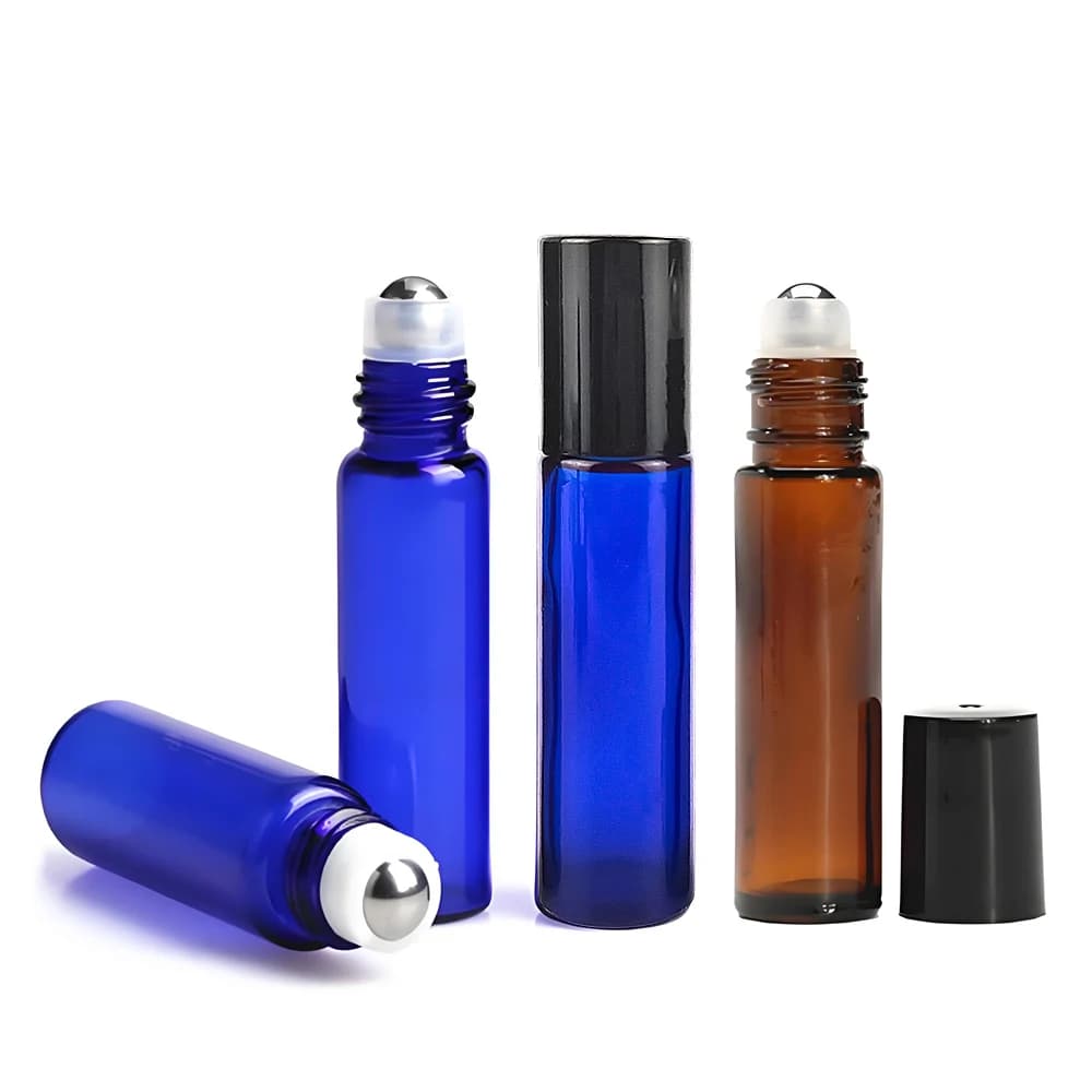 10/20 pièces 10ml épais ambre bleu verre rouleau sur bouteille cosmétique