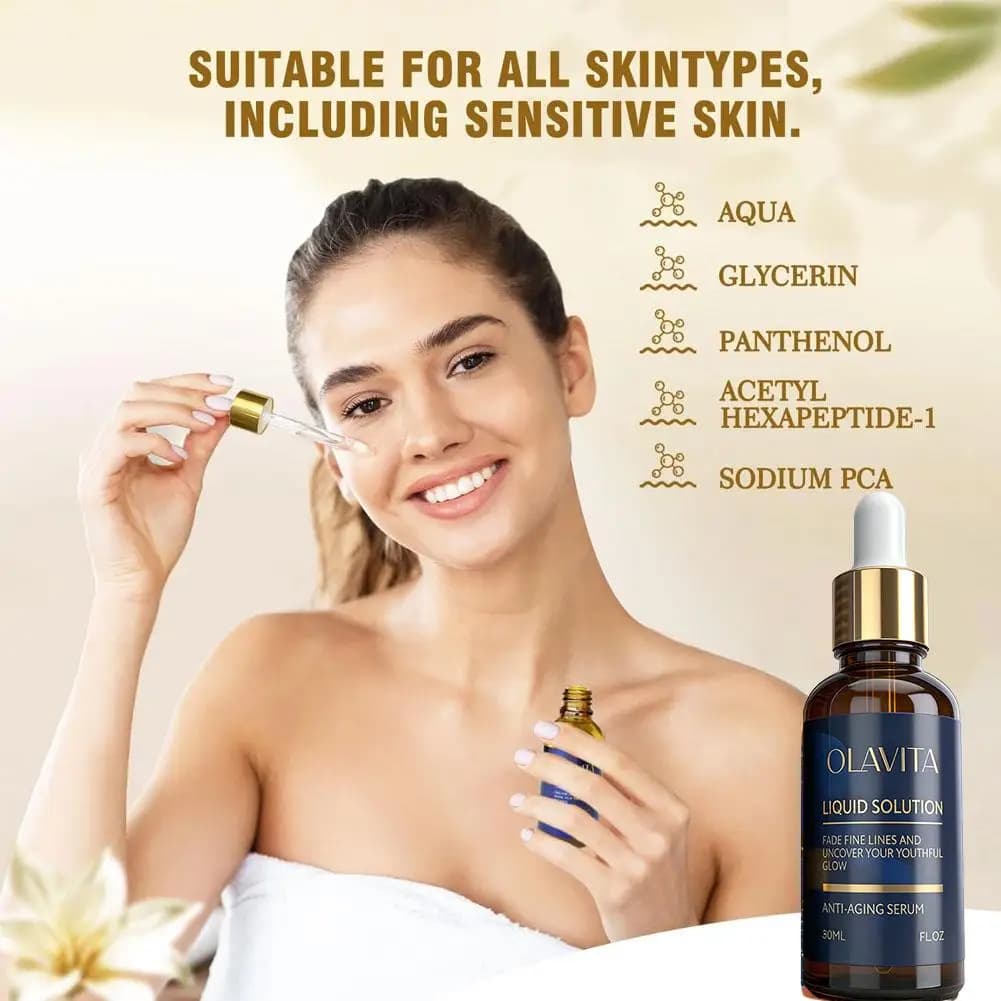 Sérum anti-âge liquide à la vitamine C, soutient l'élasticité de la peau et le collagène, aide à améliorer l'apparence des ridules et des rides