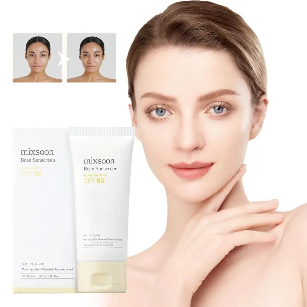 Crème solaire Mixsoon Bean SPF 50 – Crème solaire coréenne à l'extrait de soja, douce pour la peau, légère et anti-graisse, protection UVA/UVB