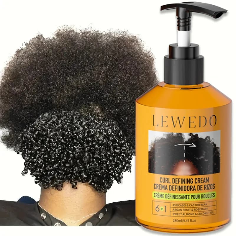 Crème pour cheveux bouclés 280 ml, huile de ricin noire, crème hydratante pour le coiffage des cheveux, crème lissante pour cheveux, anti-frisottis, crème définissante pour cheveux ondulés