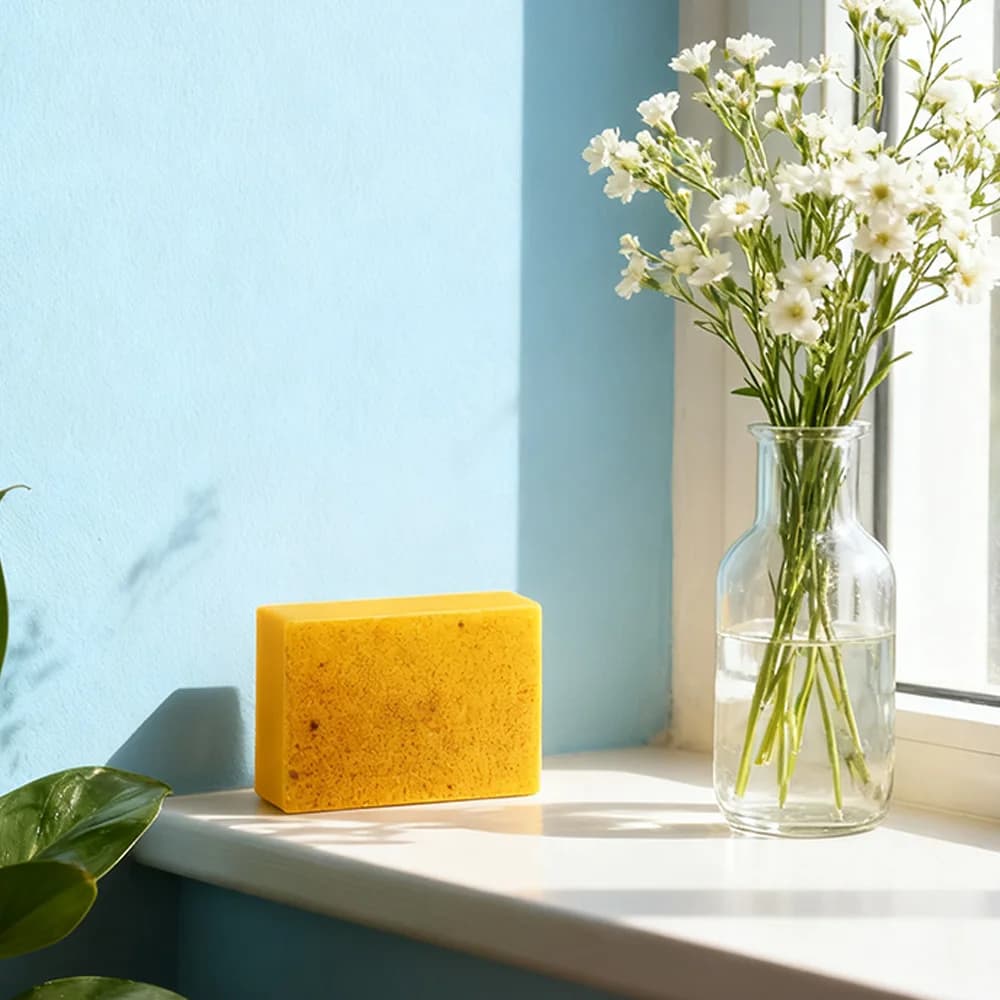Savon à l'huile essentielle pour éliminer et blanchir l'acné au curcuma, avec protéines de collagène et acide citrique, savon à récurer fait à la main au citron