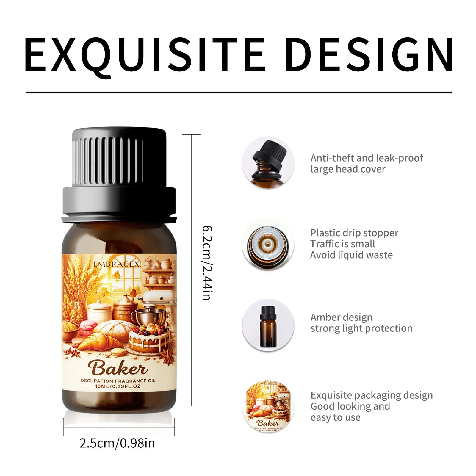 Huile essentielle Baker de 10ml, huile parfumée délicieuse, huile parfumée professionnelle pour le bureau, huile spéciale pour la fabrication de bougies, cadeau pour les amis