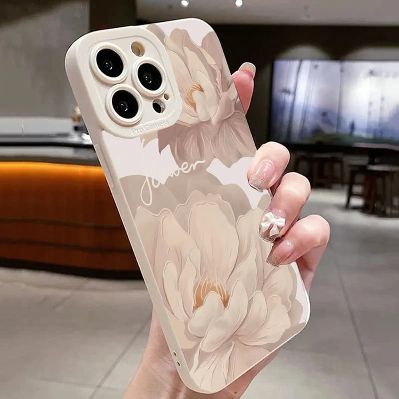 Coque de téléphone à fleurs avec peinture à l'huile