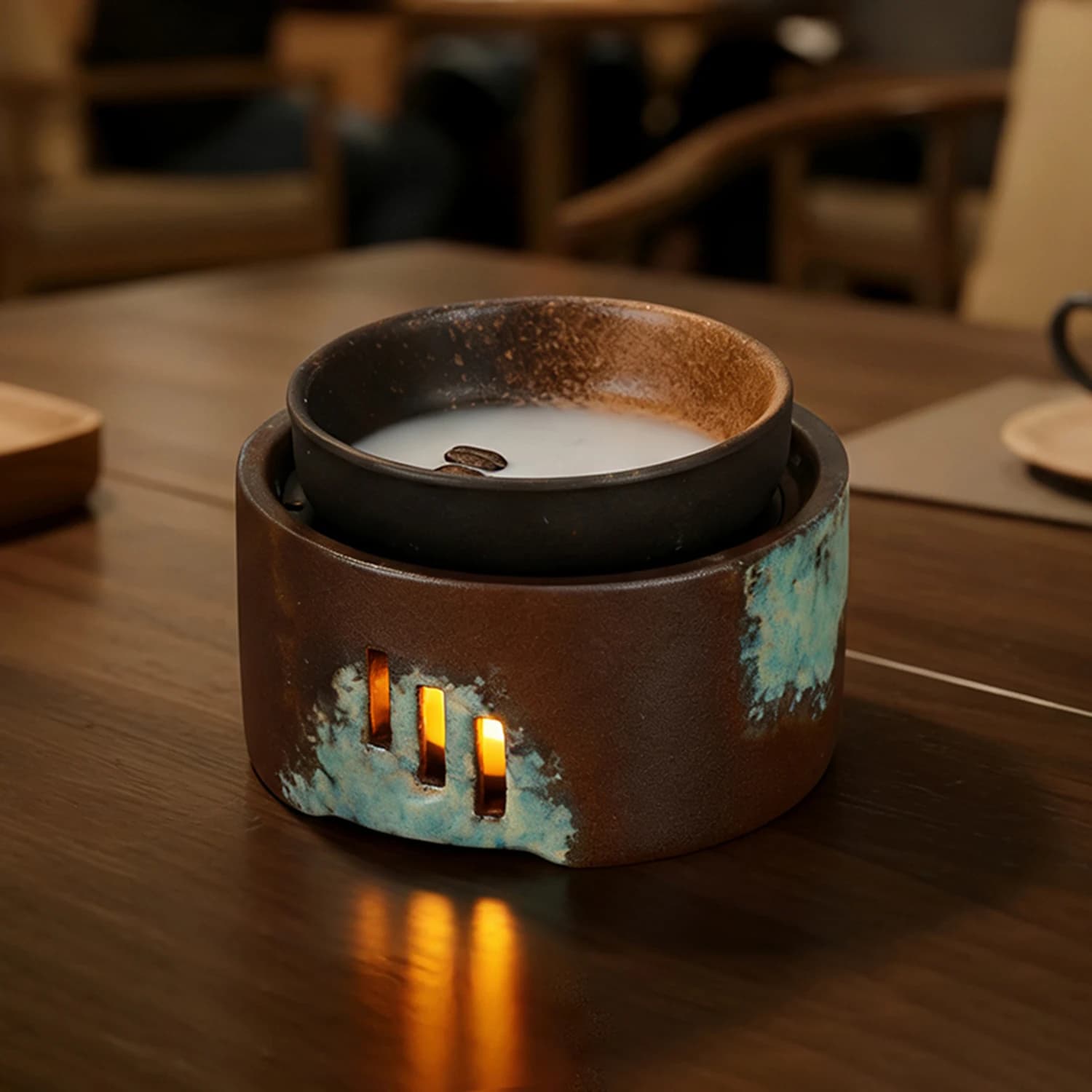 Brûleur d'huiles essentielles en céramique, chauffe-cire, support chauffant pour bougies, diffuseur d'huiles essentielles pour spa et aromathérapie