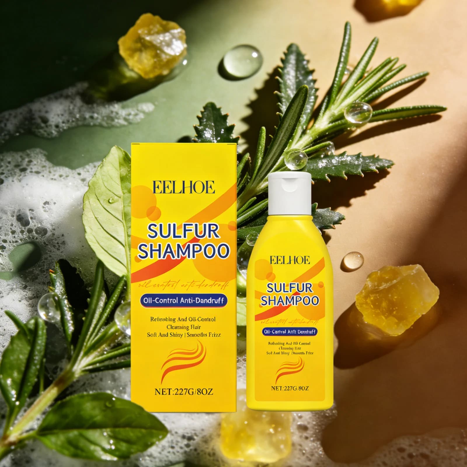 Shampoo au Soufre EELHOE Contrôle du Sébum Hydratant Nettoyage des Cheveux Prévention de la Chute des Cheveux Brillance Rafraîchissant Anti-Pelliculaire