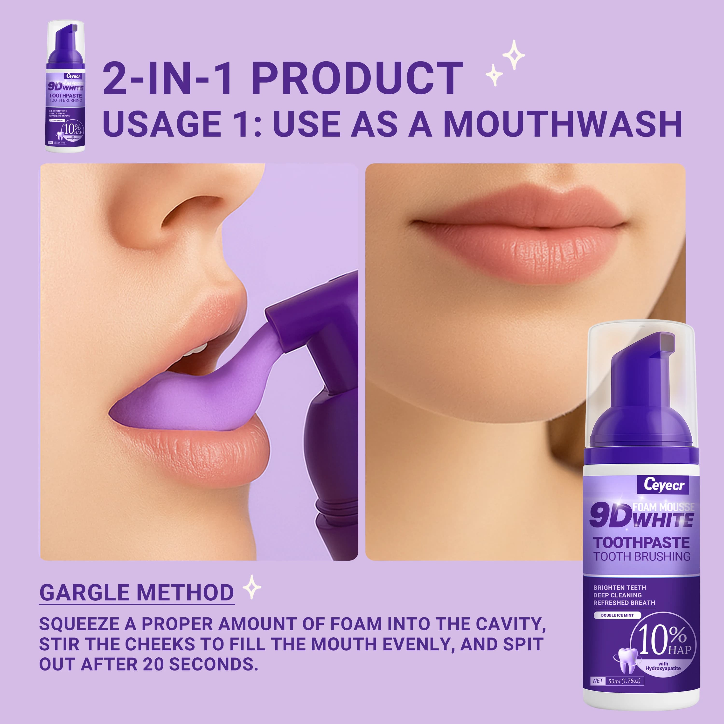 Dentifrice Mousse blanche 9D