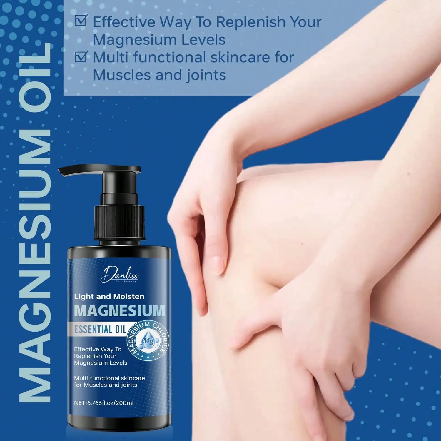 Huile essentielle de magnésium pour les soins musculaires et de la peau – Hydratant et apaisant en profondeur, améliore la douceur et l'élasticité de la peau