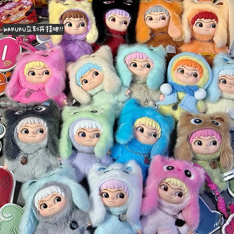 Wakuku sur un rouleau série vinyle peluche poupée boîte aveugle Kawaii Wakuku V3 pendentif Surprise sac décor Anime Figure boîte mystère jouet cadeau